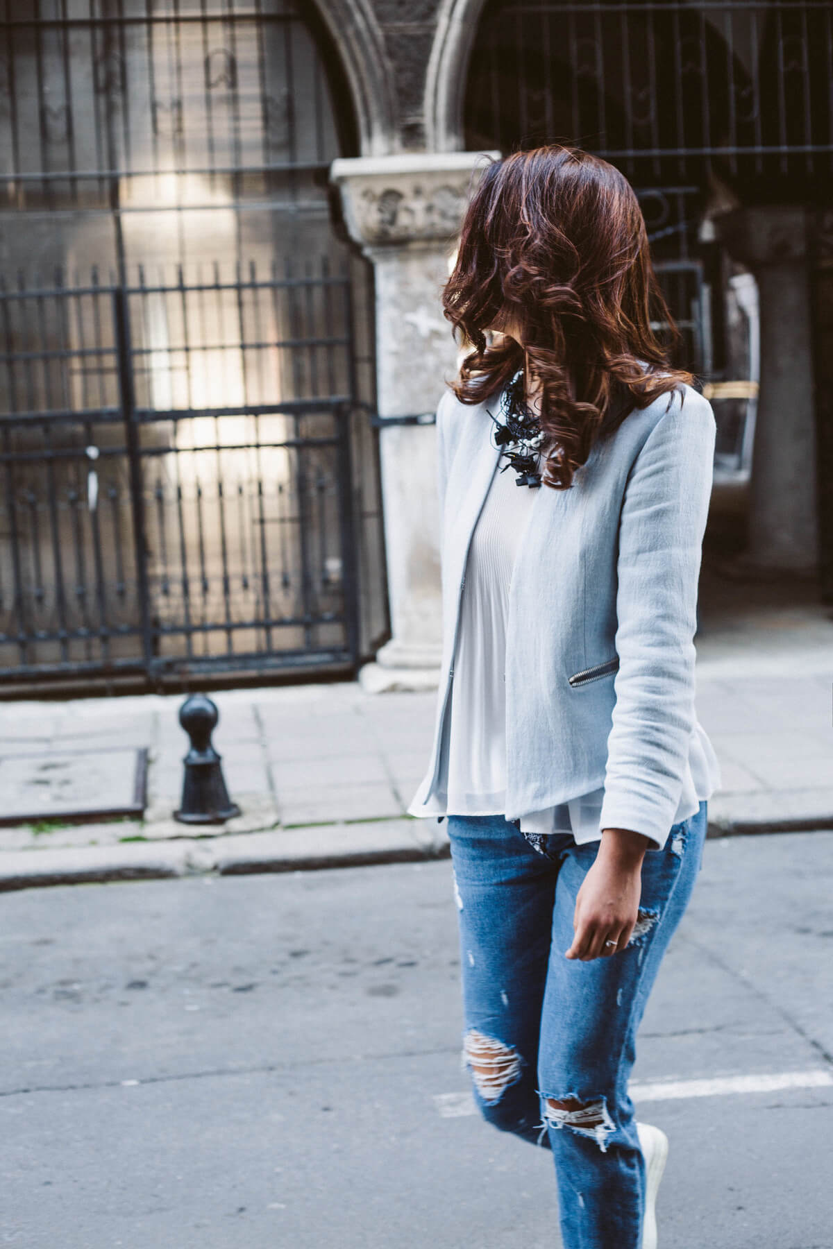 Blue outfit, jeans and jacket